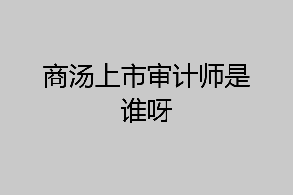 商汤上市审计师是谁呀