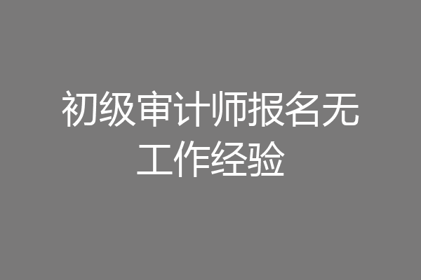 初级审计师报名无工作经验