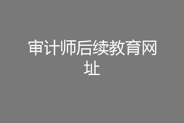 审计师后续教育网址