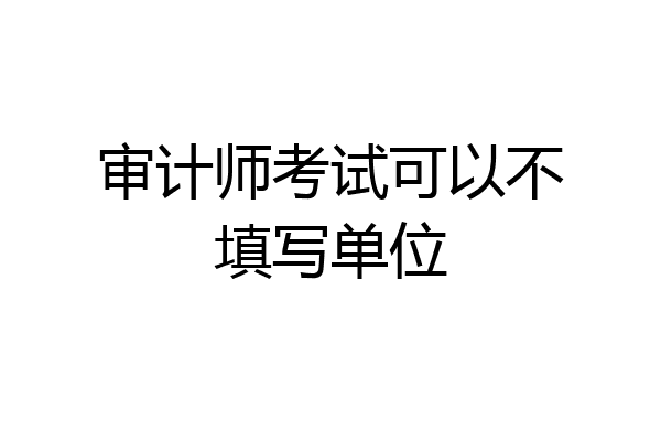 审计师考试可以不填写单位