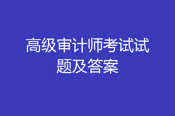 高级审计师考试试题及答案