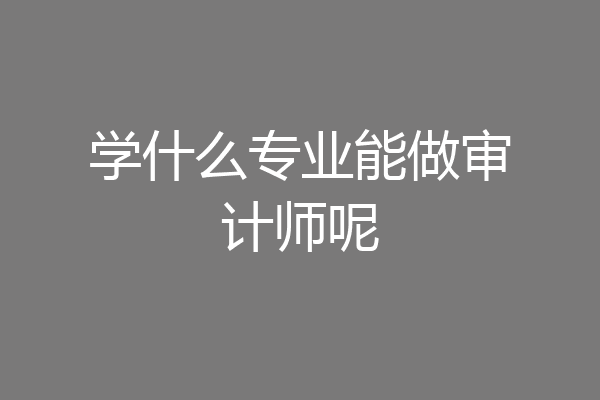 学什么专业能做审计师呢