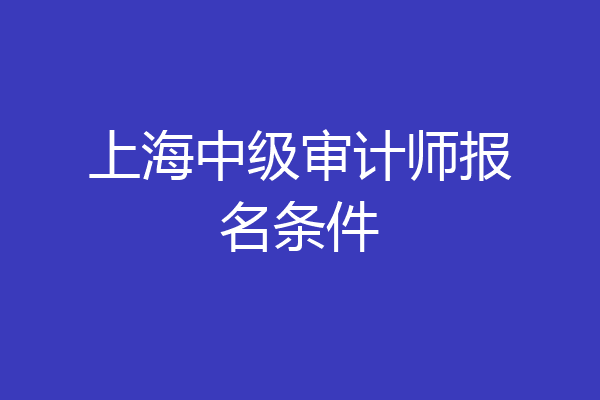 上海中级审计师报名条件