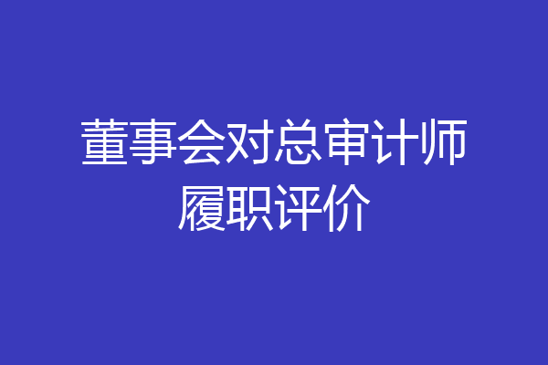 董事会对总审计师履职评价