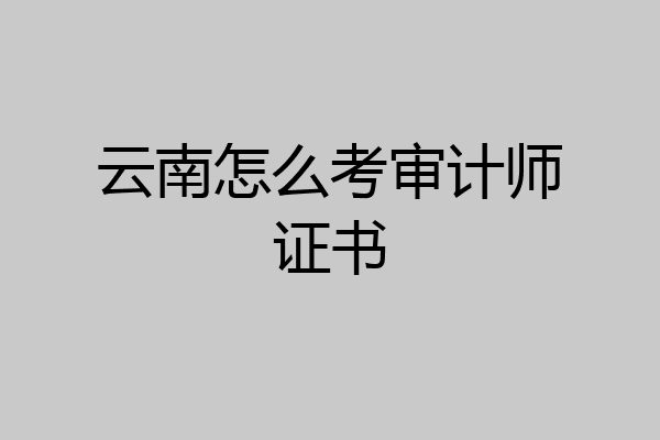 云南怎么考审计师证书