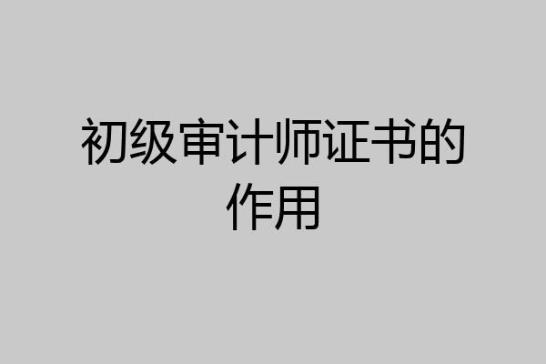 初级审计师证书的作用