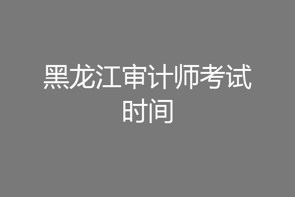 黑龙江审计师考试时间