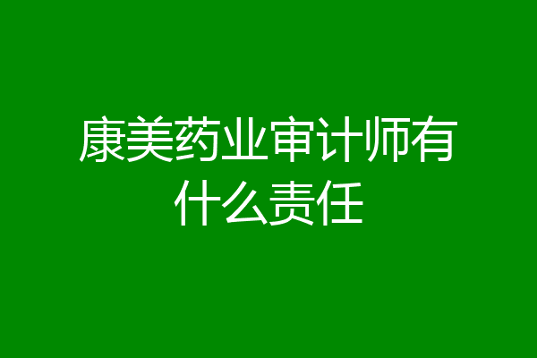 康美药业审计师有什么责任