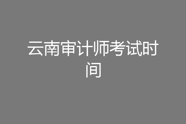 云南审计师考试时间