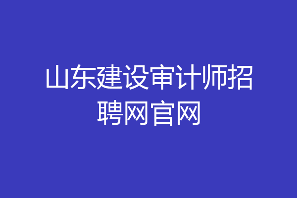 山东建设审计师招聘网官网