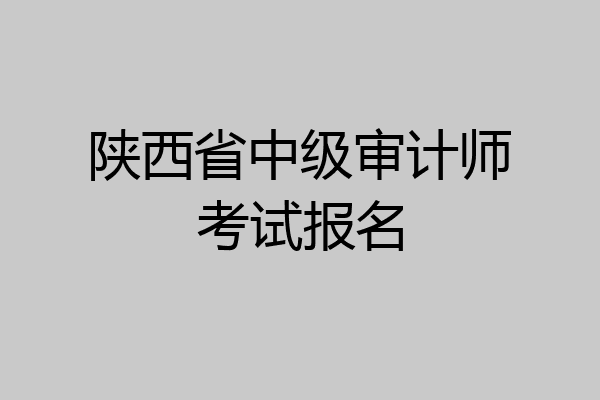 陕西省中级审计师考试报名