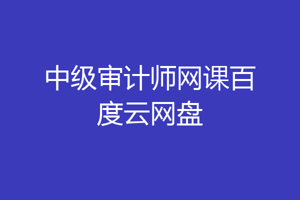 中级审计师网课百度云网盘