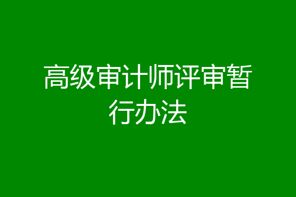 高级审计师评审暂行办法