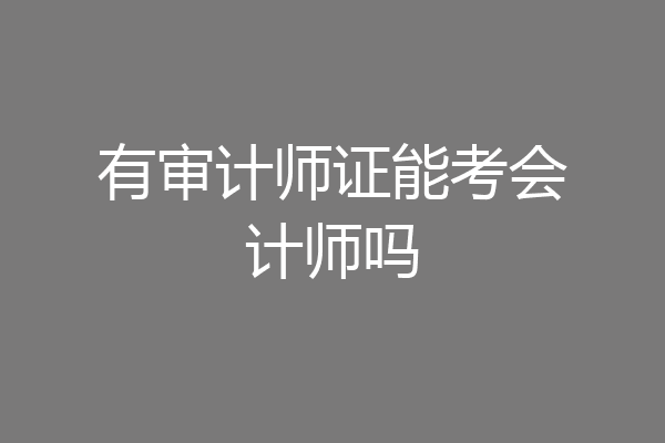 有审计师证能考会计师吗