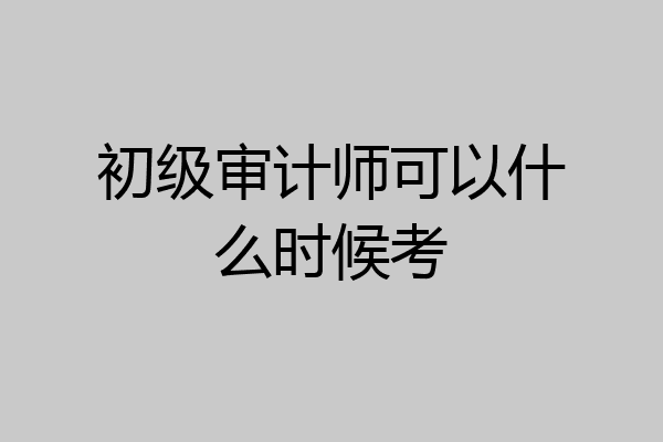初级审计师可以什么时候考