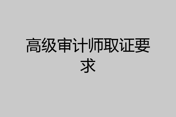 高级审计师取证要求