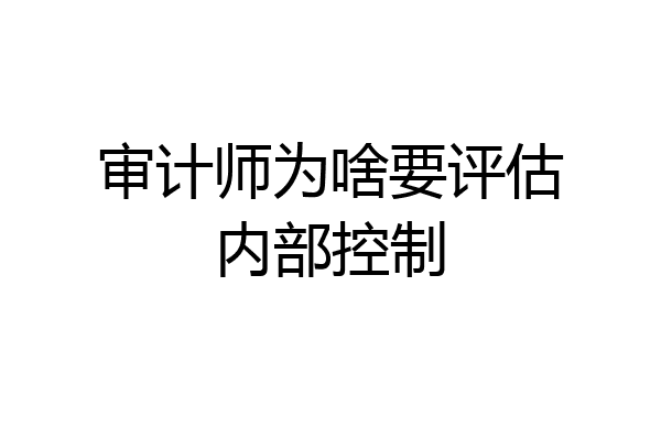审计师为啥要评估内部控制