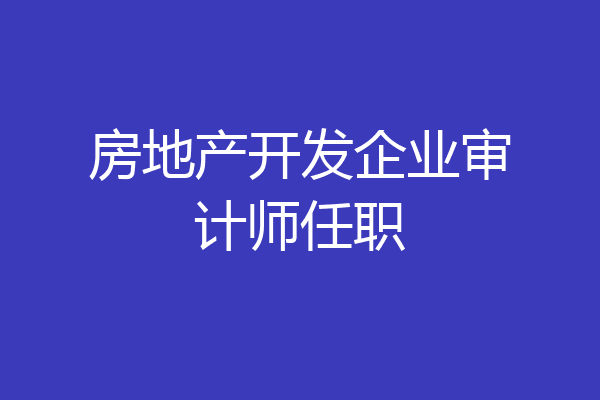 房地产开发企业审计师任职