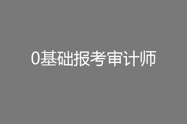 0基础报考审计师