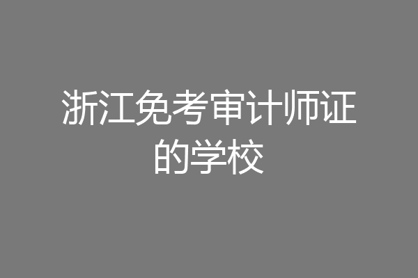 浙江免考审计师证的学校