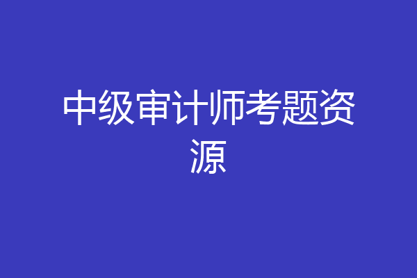中级审计师考题资源