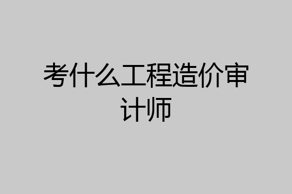 考什么工程造价审计师