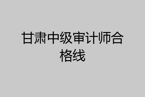 甘肃中级审计师合格线