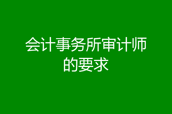 会计事务所审计师的要求