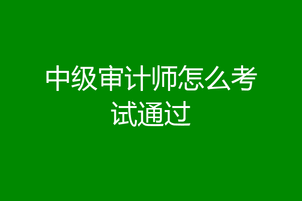 中级审计师怎么考试通过