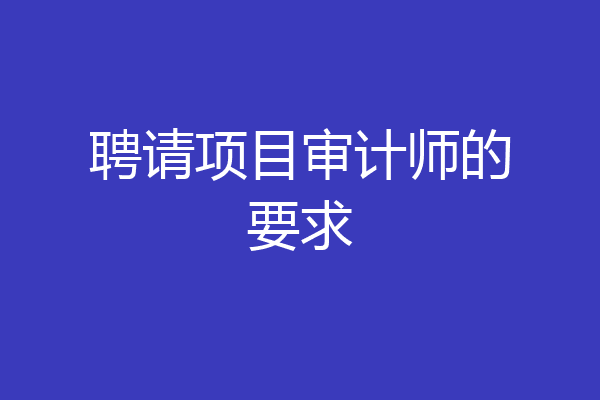 聘请项目审计师的要求
