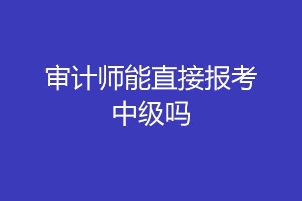审计师能直接报考中级吗