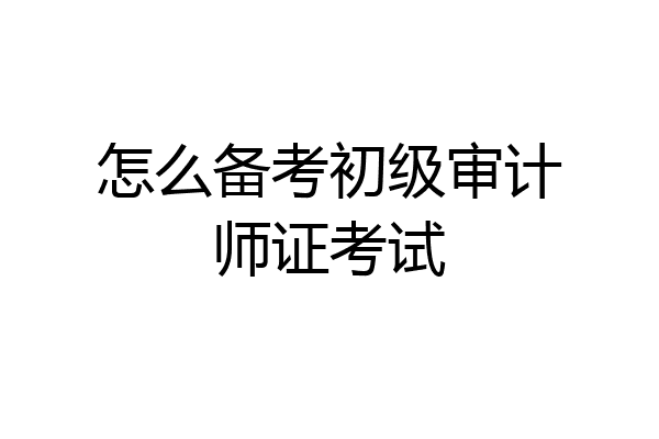 怎么备考初级审计师证考试