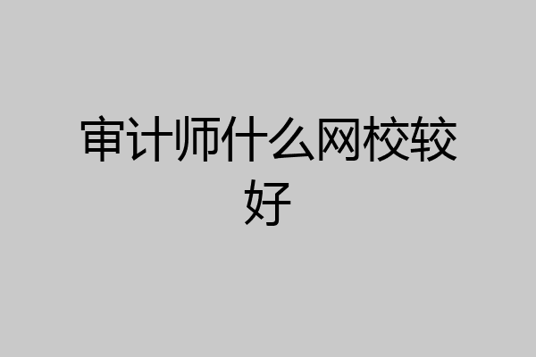 审计师什么网校较好