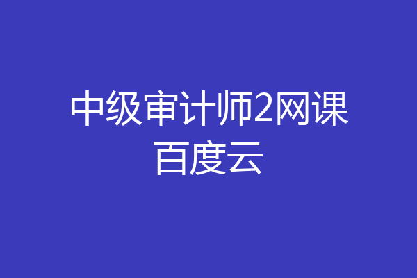 中级审计师2网课百度云
