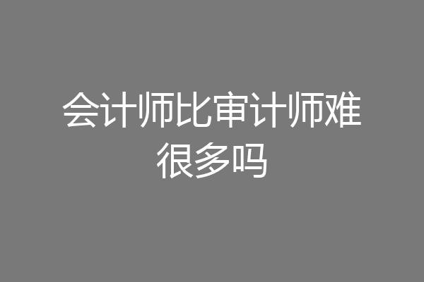 会计师比审计师难很多吗