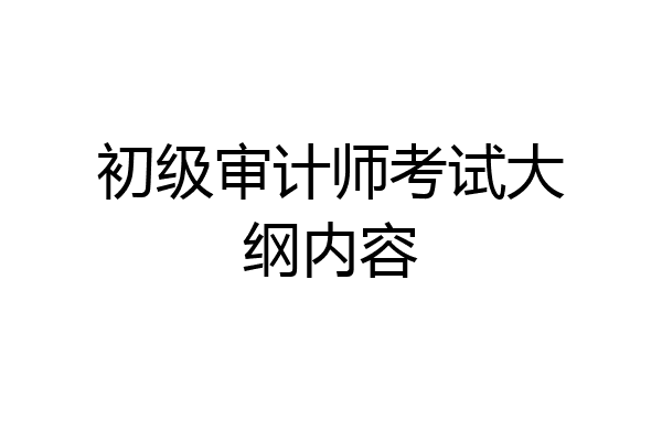 初级审计师考试大纲内容