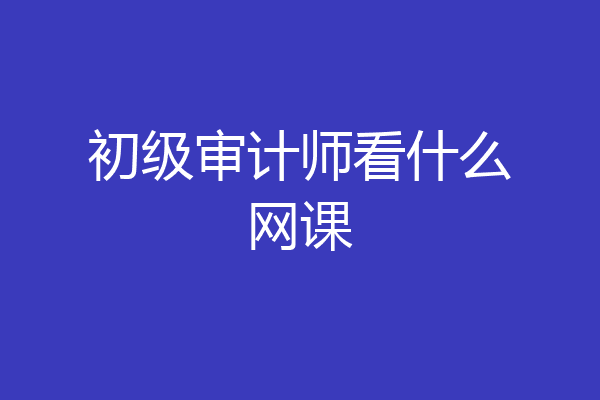 初级审计师看什么网课