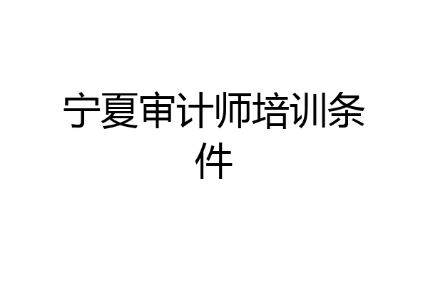 宁夏审计师培训条件
