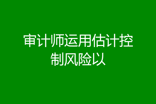 审计师运用估计控制风险以