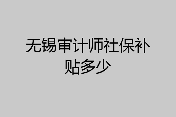 无锡审计师社保补贴多少