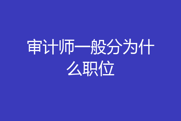 审计师一般分为什么职位