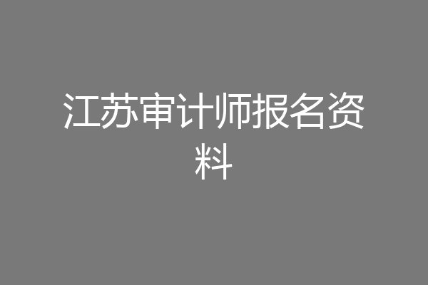 江苏审计师报名资料