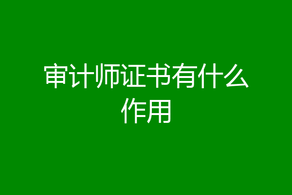 审计师证书有什么作用