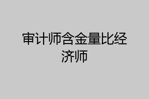 审计师含金量比经济师