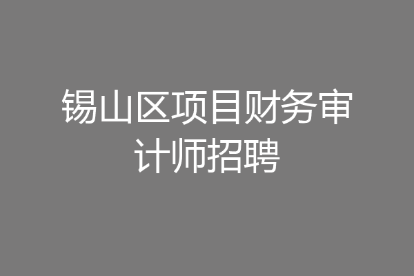 锡山区项目财务审计师招聘