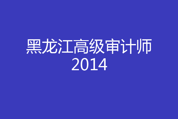 黑龙江高级审计师2014
