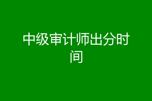 中级审计师出分时间
