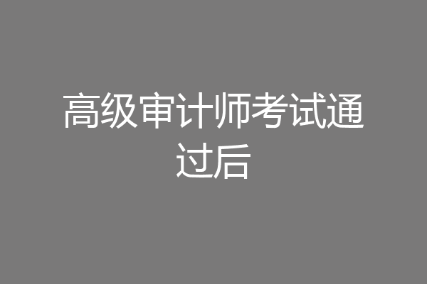 高级审计师考试通过后
