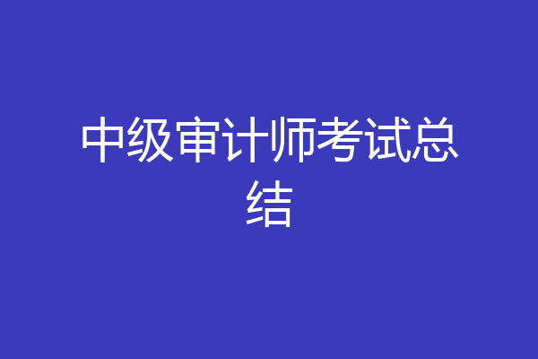 中级审计师考试总结
