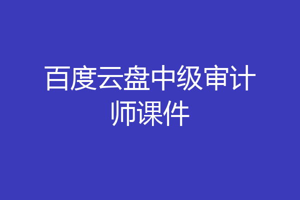 百度云盘中级审计师课件